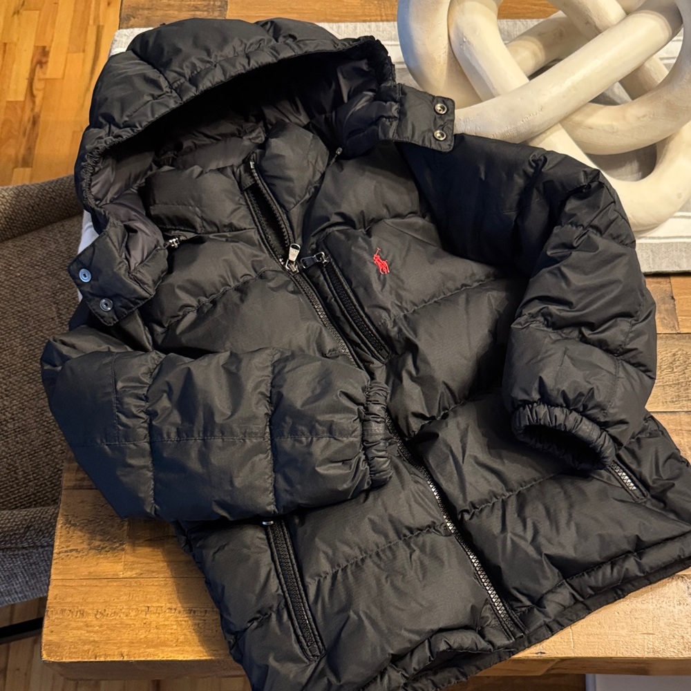 Polo by Ralph Lauren Kids Puffer Jacket with Red Logo 8 EUC